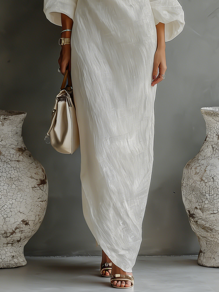 Ivory Linen Strapless Dress