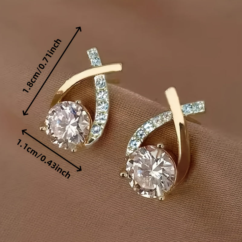 Gold cross and zirconia earrings