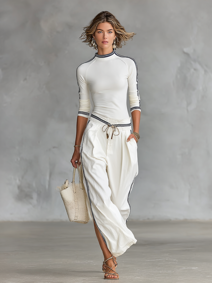 Sport Set Wide-Leg Pants with Drawstring