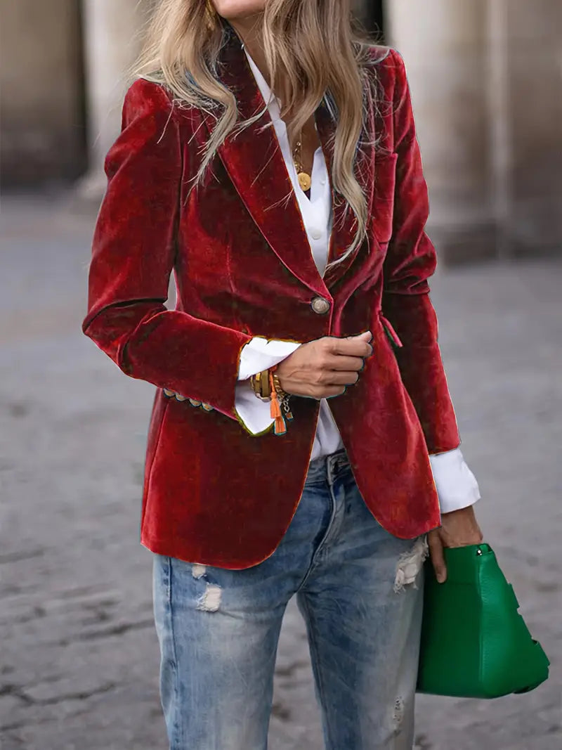 Yvana™ – Elegant Velvet Blazer for Effortless Seasonal Sophistication