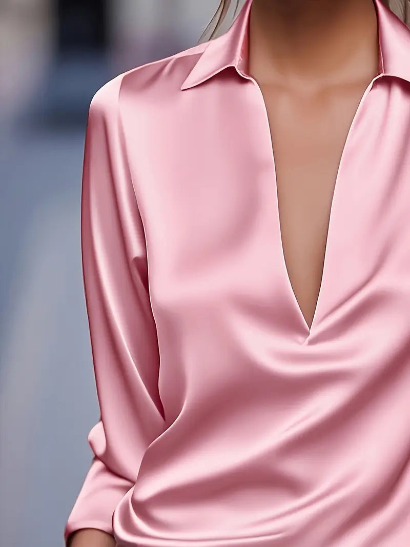 Naya™ – Elegant V-Neck Blouse for Day-to-Night Confidence