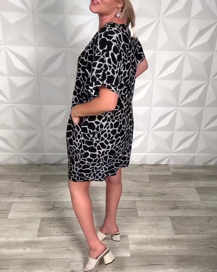 Casual Printed Round Neck Dress