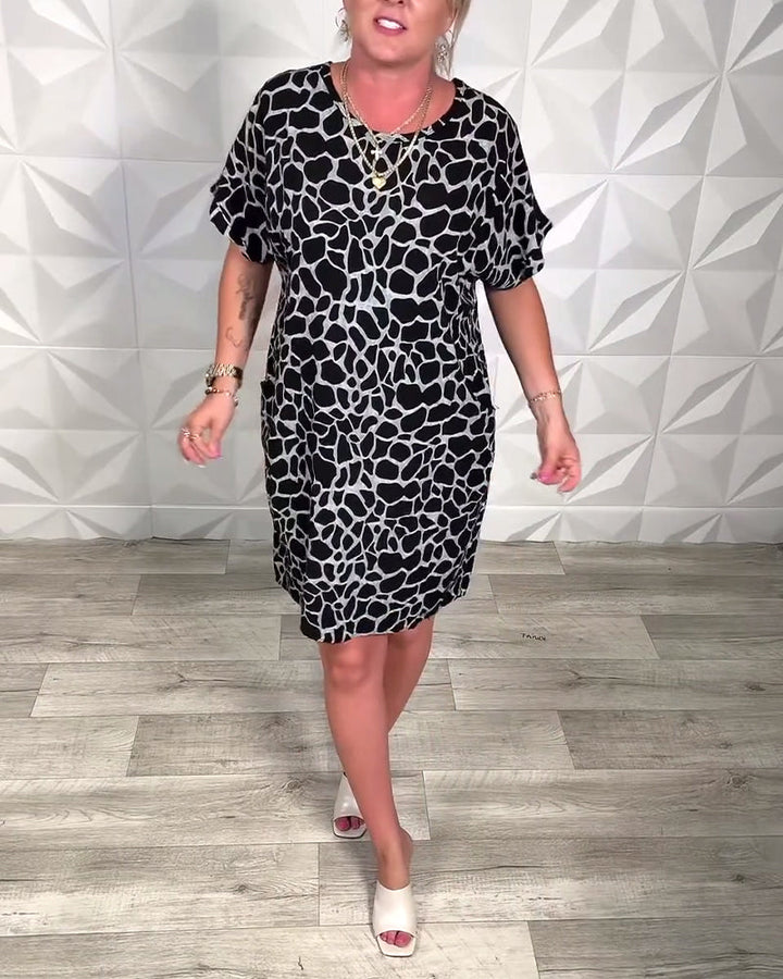 Casual Printed Round Neck Dress