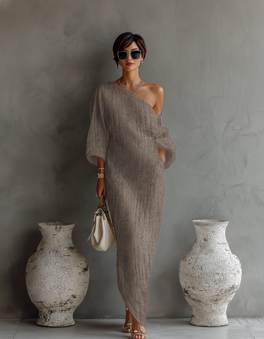 Ivory Linen Strapless Dress