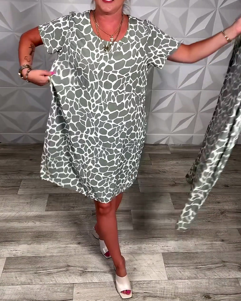 Casual Printed Round Neck Dress