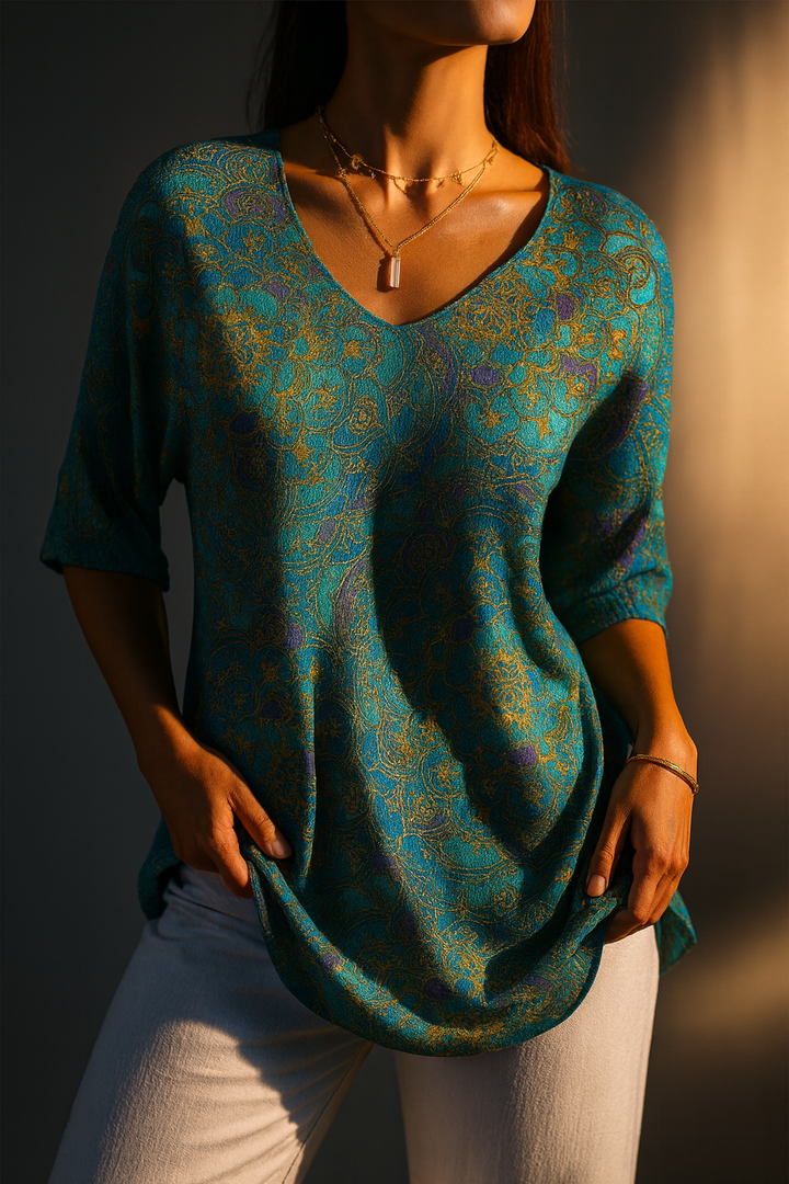 Ashe | Women's Retro Art Print Casual Pullover Knit