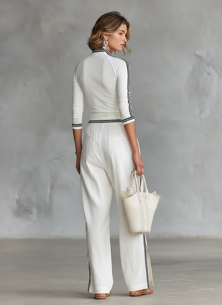 Sport Set Wide-Leg Pants with Drawstring