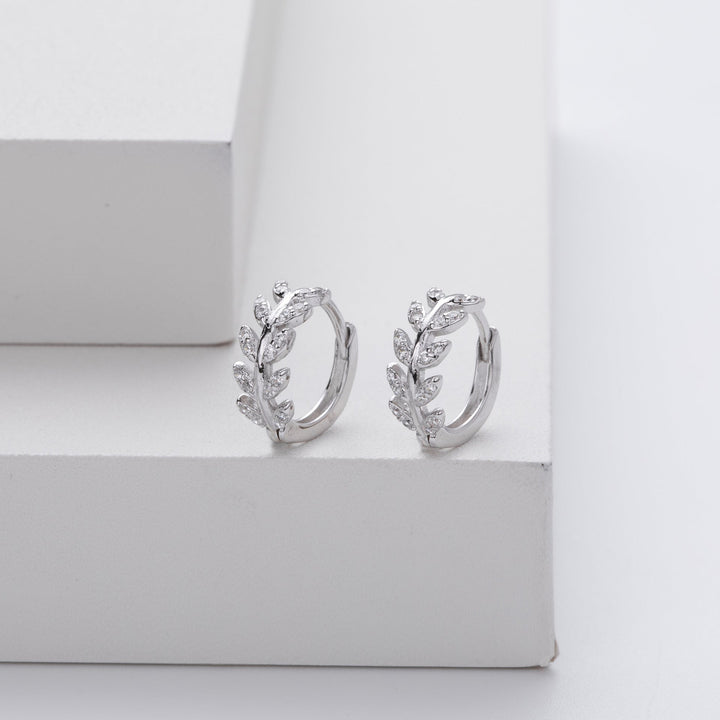 Silver leaf-shaped earrings