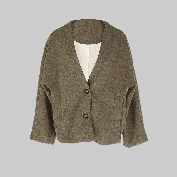 LAYA™ - Chic Button Down Long Sleeve V-Neck Coat