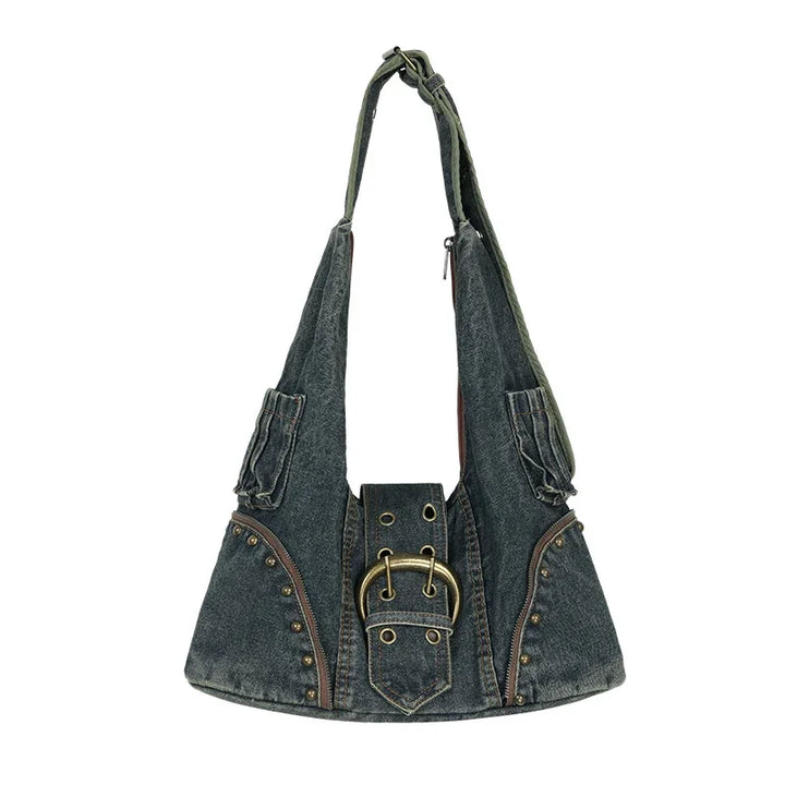 Studded Denim Hobo Bag | Michael & Laura Toronto