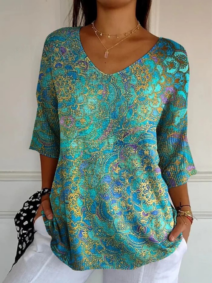 Ashe | Women's Retro Art Print Casual Pullover Knit