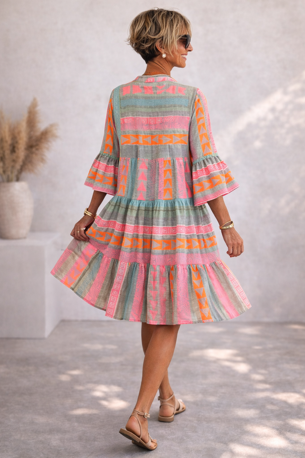 Elena | Patterned Flowing Midi Dress