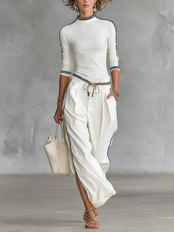 Sport Set Wide-Leg Pants with Drawstring