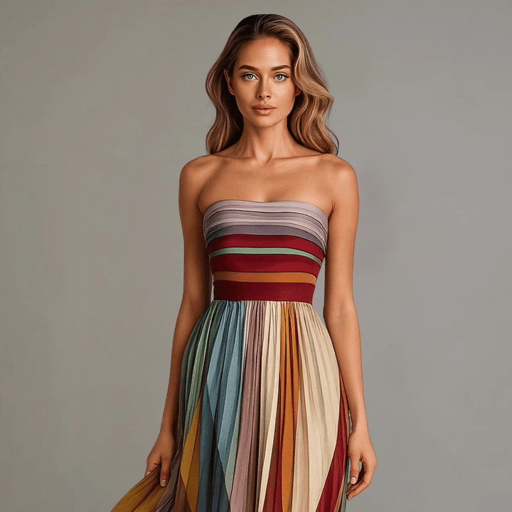 Long colorful sleeveless dress