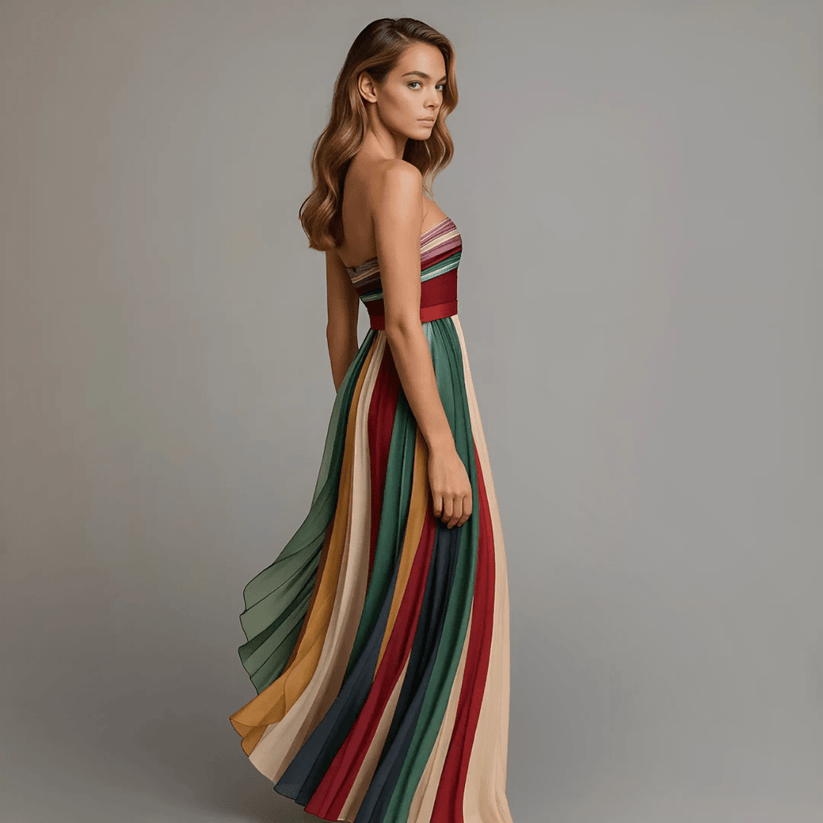 Long colorful sleeveless dress