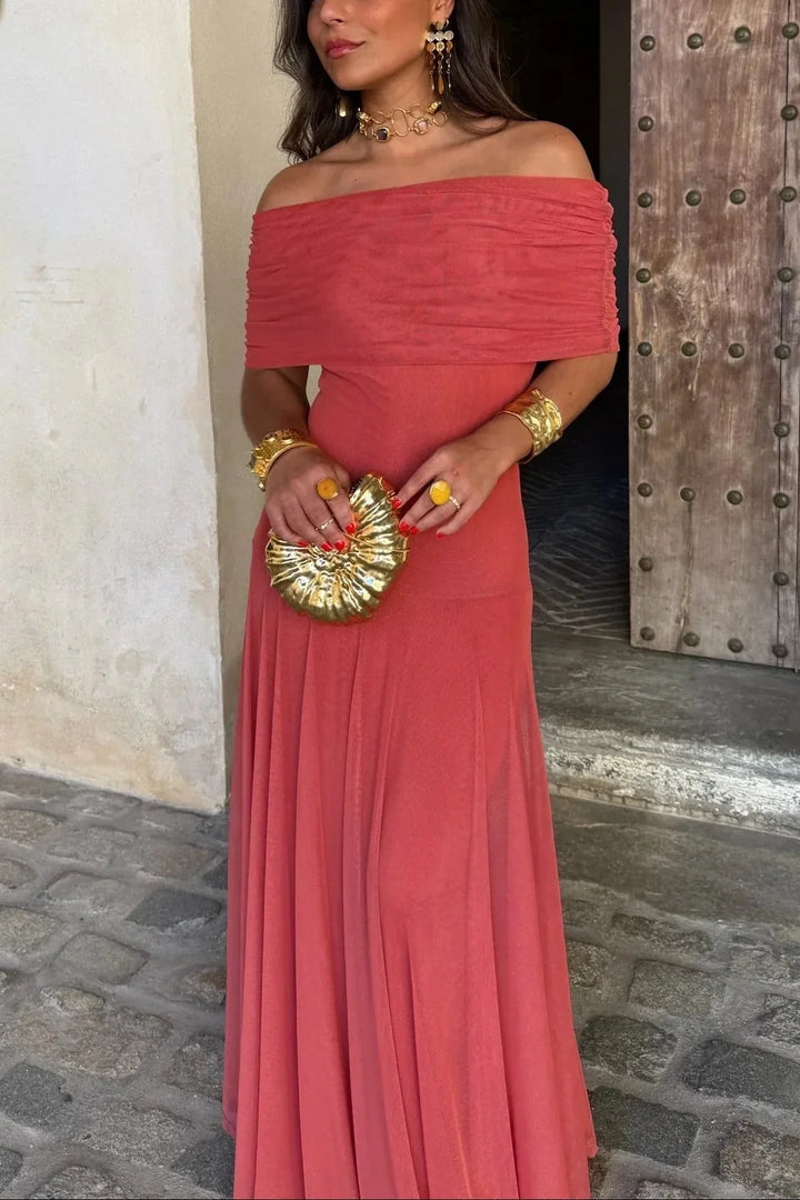 Pleated One-Shoulder Summer Maxi Dress